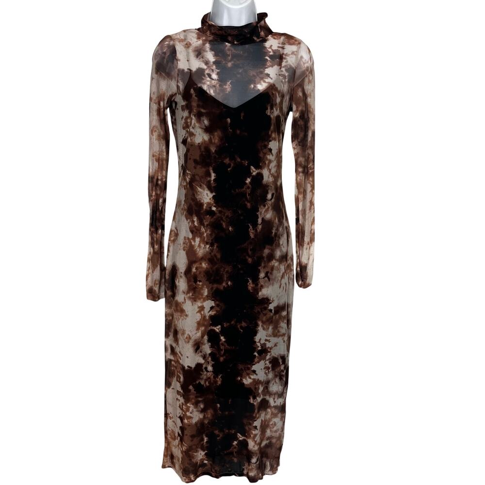 And Now This Bodycon Mesh Dress Lined Small Tie Dye